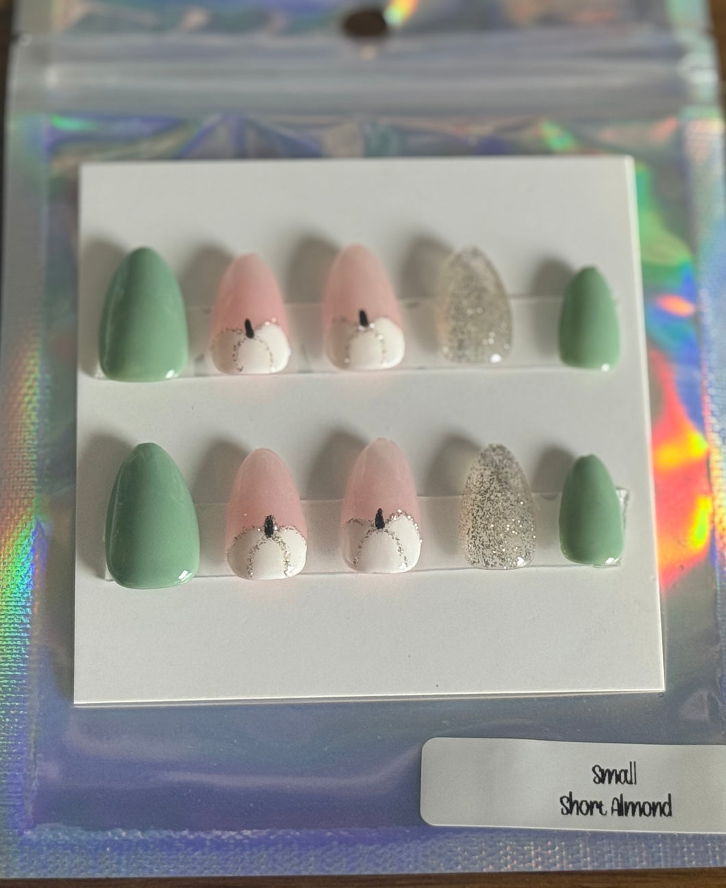 White Pumpkin Press On Nails