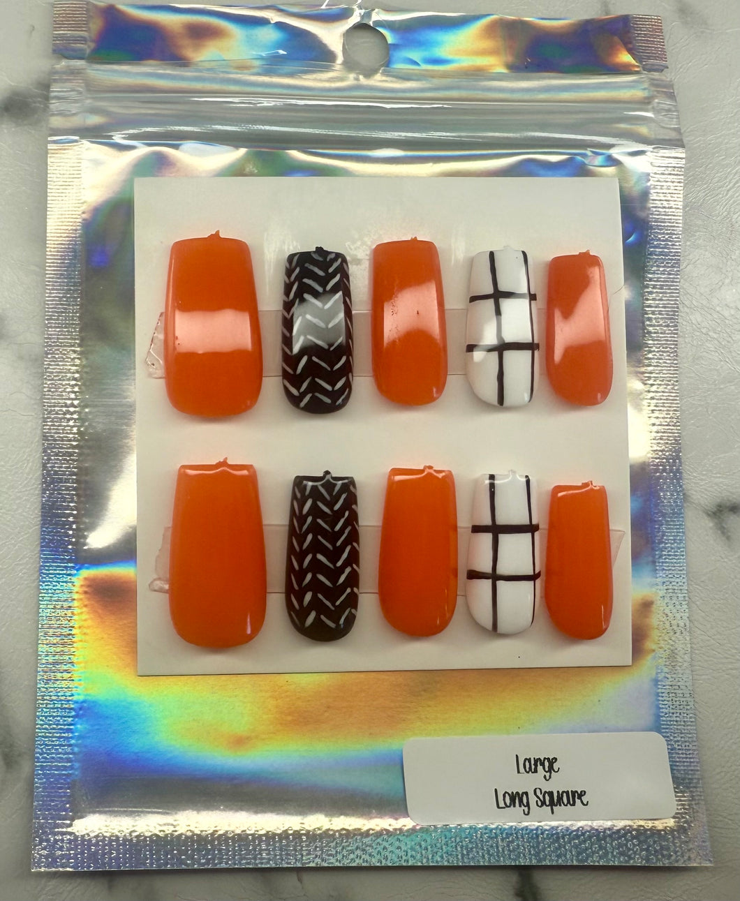 Black/Orange Press On Nails