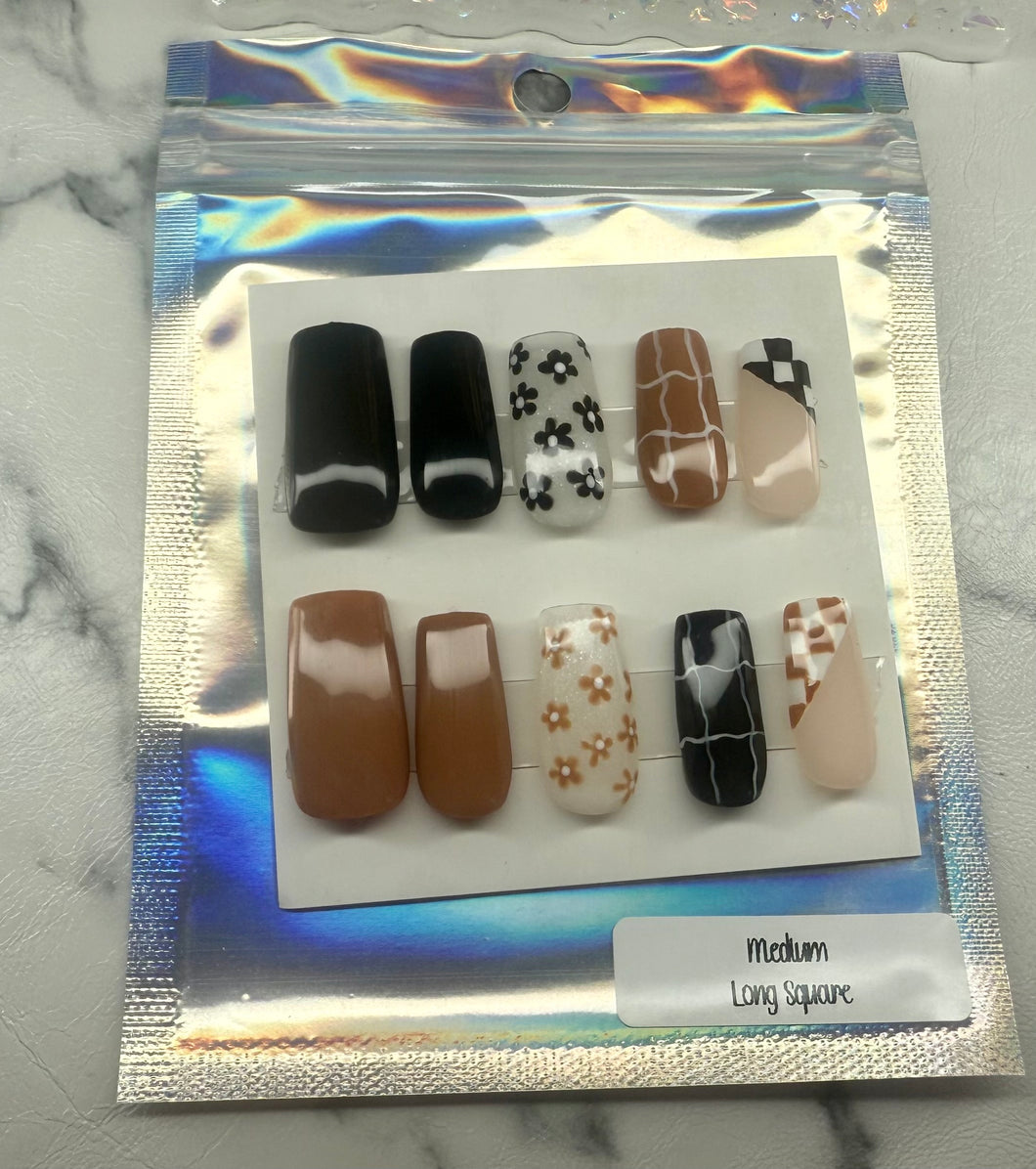 Black/Brown Press On Nails